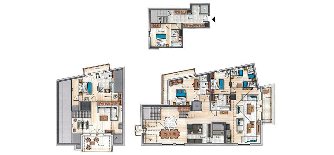 Wynajem na narty Apartament 6 pokojowy 11 osób (C19) - Keystone Lodge - Courchevel - Plan