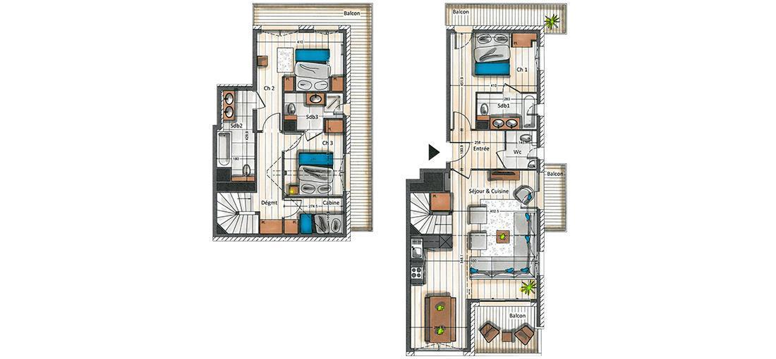 Soggiorno sugli sci Appartamento su due piani 4 stanze con cabina per 8 persone (A32) - La Résidence Aspen Lodge - Courchevel - Mappa