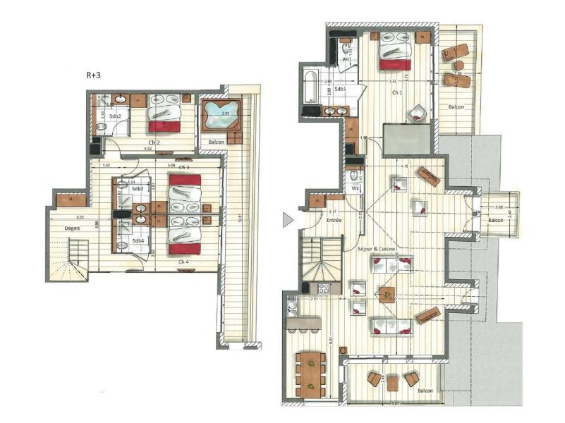 Location au ski Appartement duplex 5 pièces 8 personnes (Paragon) - Le C - Courchevel - Plan