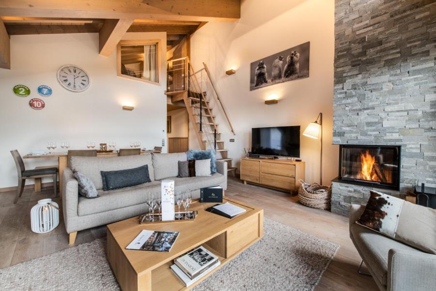 Ski verhuur Appartement duplex 5 kamers 8 personen (D07) - Mammoth Lodge - Courchevel - Woonkamer