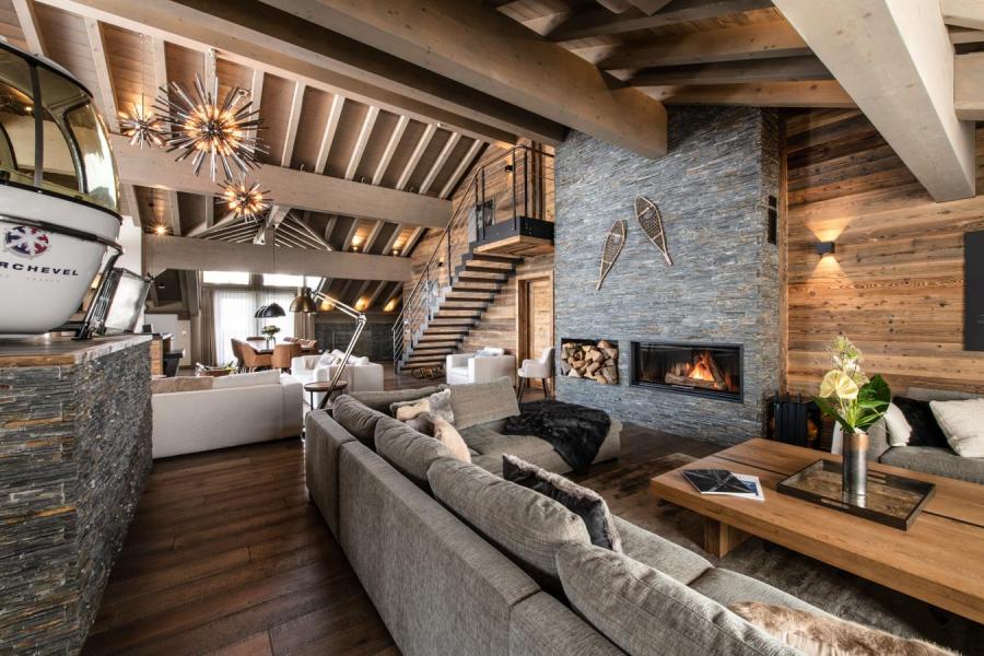 Ski verhuur Appartement triplex 8 kamers 14-16 personen (D15) - Mammoth Lodge - Courchevel - Woonkamer