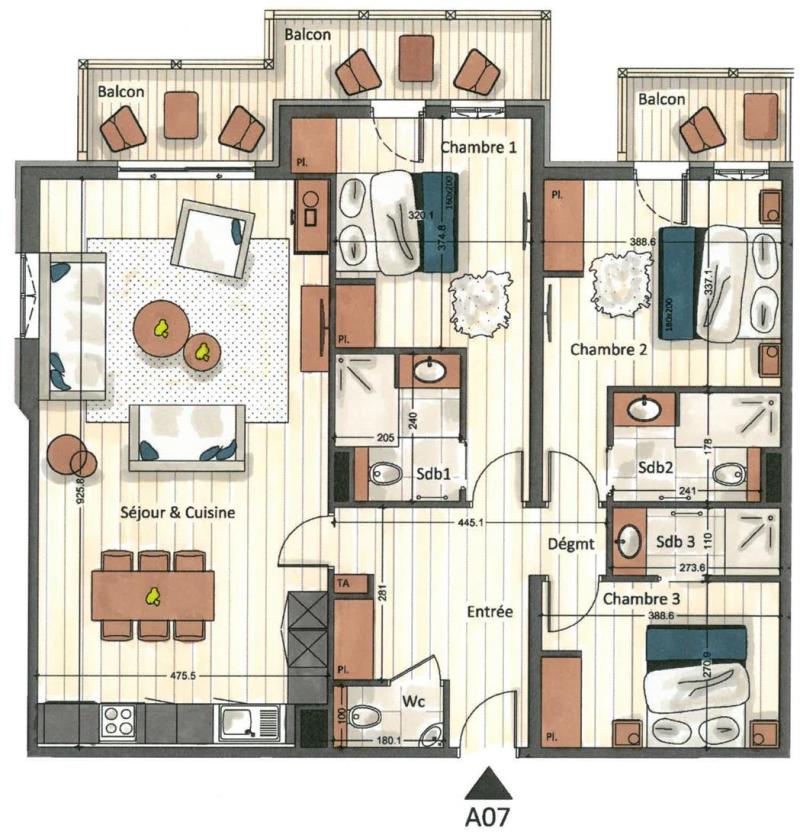 Skiverleih 4-Zimmer-Appartment für 6 Personen (Kangto) - Manali Lodge - Courchevel - Plan