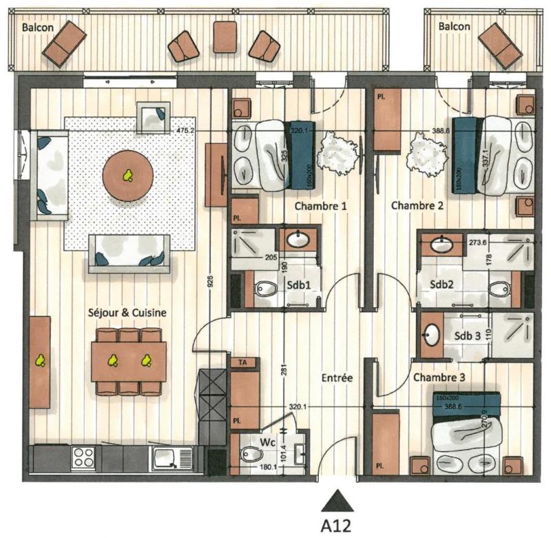 Soggiorno sugli sci Appartamento 4 stanze per 6 persone (Dablam) - Manali Lodge - Courchevel - Mappa