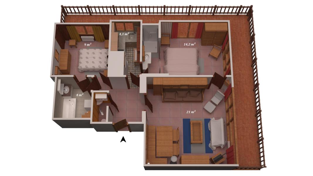 Location au ski Appartement 3 pièces 6 personnes (RE010X) - Résidence 1650 - Courchevel - Plan