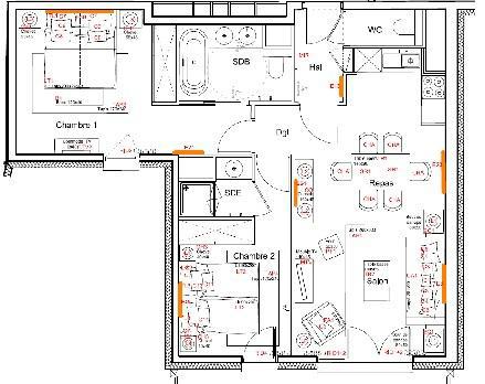 Rent in ski resort 3 room apartment 6 people (246) - Résidence Carré Blanc - Courchevel - Plan