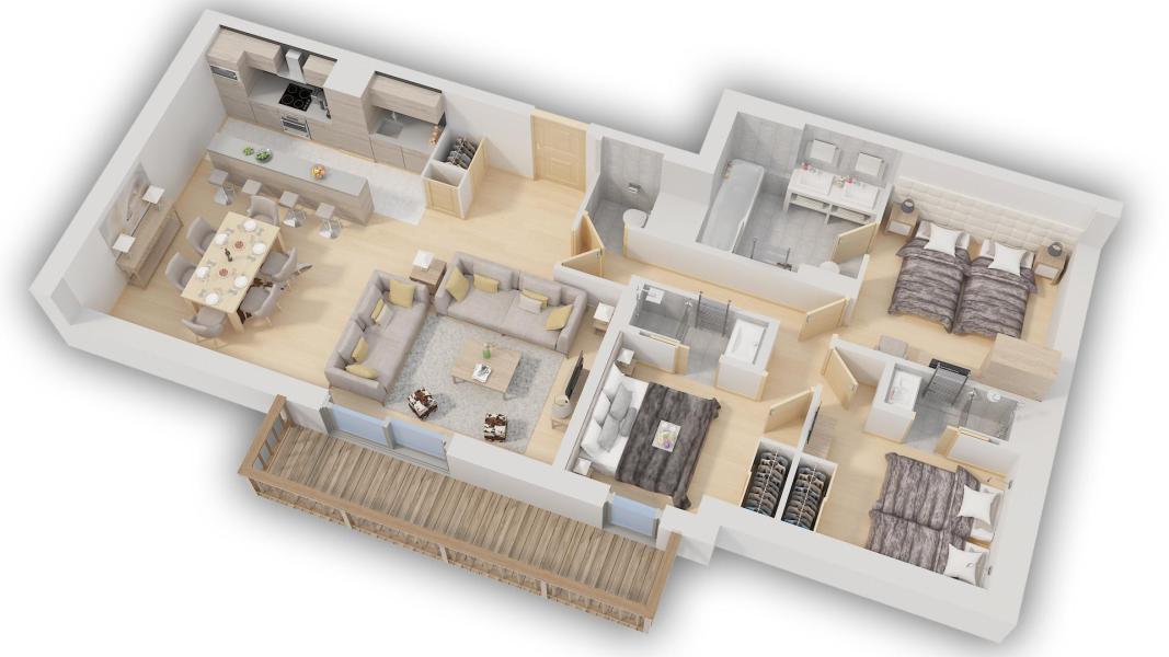 Skiverleih 4-Zimmer-Appartment für 6 Personen (121) - Résidence Carré Blanc - Courchevel - Plan