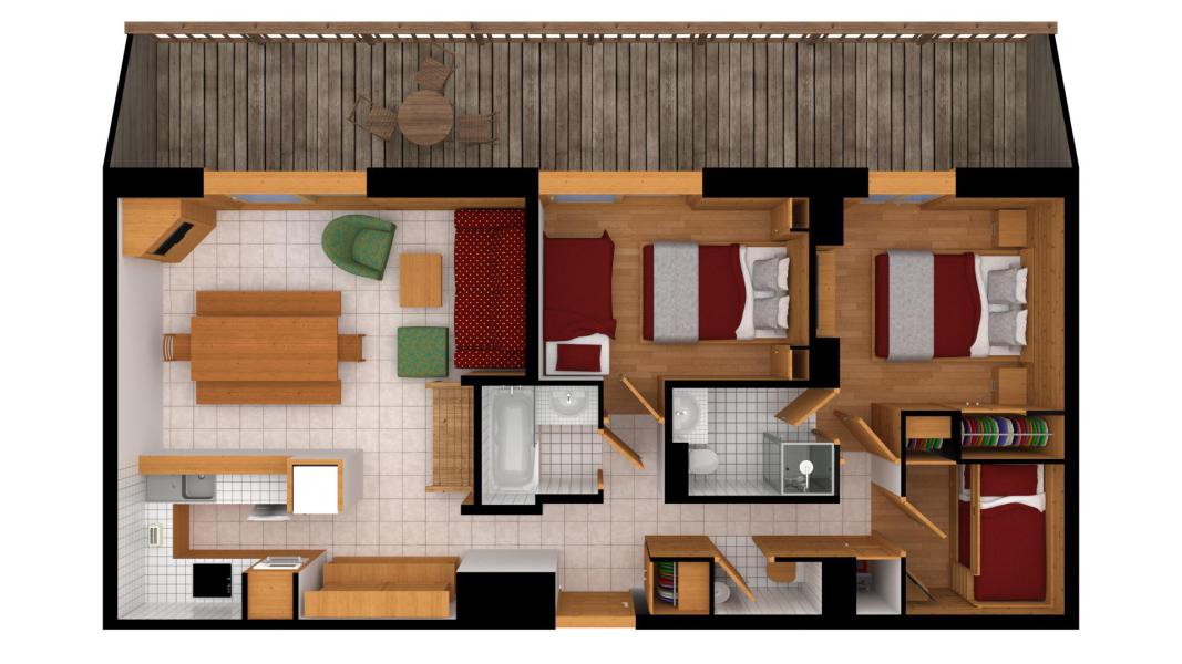Rent in ski resort 4 room apartment 6 people (16A) - Résidence les Balcons de Pralong - Courchevel - Plan