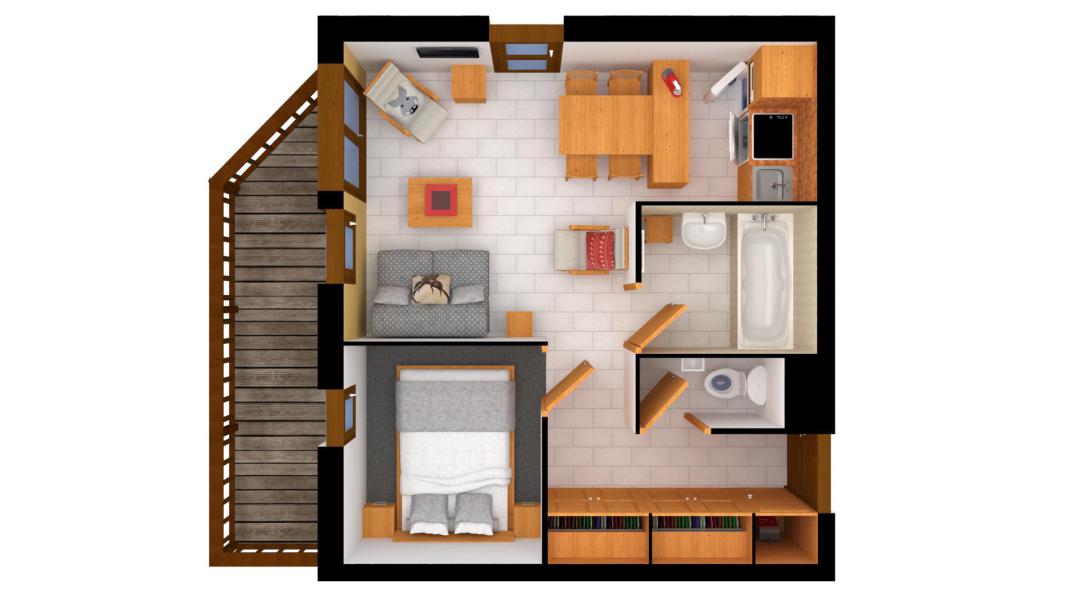 Rent in ski resort 2 room apartment 4 people (02) - Résidence les Primevères - Courchevel - Plan