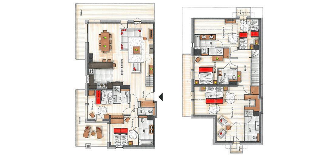 Rent in ski resort  (B13) - Whistler Lodge - Courchevel - Plan