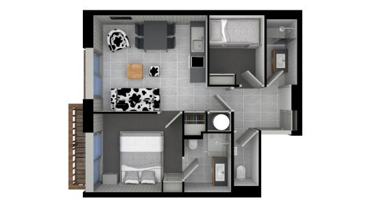 Rent in ski resort 3 room apartment 4 people (AUBRAC) - Chalet les 3 Vaches - Courchevel - Plan