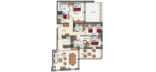 Location au ski Appartement 4 pièces cabine 6-8 personnes (C04) - Keystone Lodge - Courchevel - Plan