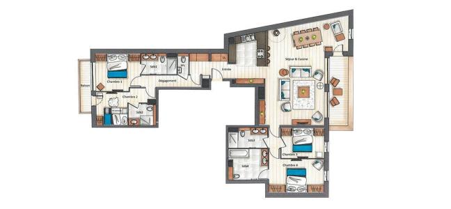 Location au ski Appartement 5 pièces 7-9 personnes (C17) - Keystone Lodge - Courchevel - Plan