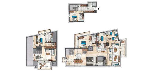 Rent in ski resort 6 room apartment 11 people (C19) - Keystone Lodge - Courchevel - Plan