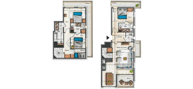 Location au ski Appartement duplex 4 pièces cabine 8 personnes (A32) - La Résidence Aspen Lodge - Courchevel - Plan