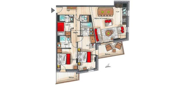 Location au ski Appartement 3 pièces cabine 4-6 personnes (A02) - Le C - Courchevel - Plan