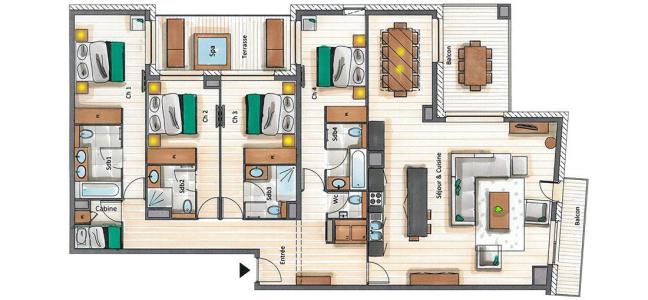 Soggiorno sugli sci Appartamento 5 stanze con cabina per 8-10 persone (D02) - Mammoth Lodge - Courchevel - Mappa