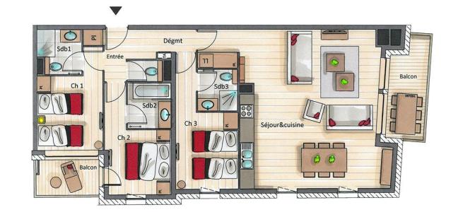 Skiverleih 4-Zimmer-Appartment für 6 Personen (D03) - Mammoth Lodge - Courchevel - Plan