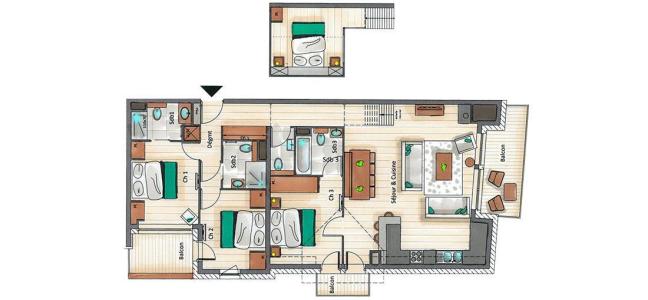 Rent in ski resort 5 room duplex apartment 8 people (D07) - Mammoth Lodge - Courchevel - Plan