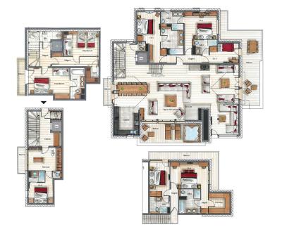 Wynajem na narty Apartament triplex 8 pokojowy  14-16 osób (D15) - Mammoth Lodge - Courchevel - Plan