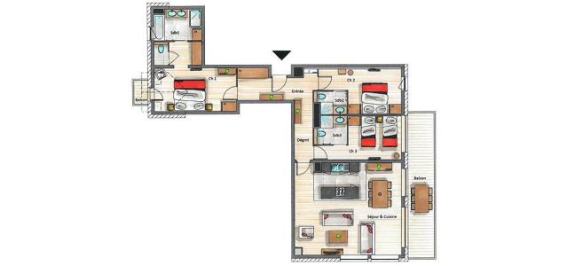 Skiverleih 4-Zimmer-Appartment für 6 Personen (D12) - Mammoth Lodge - Courchevel - Plan