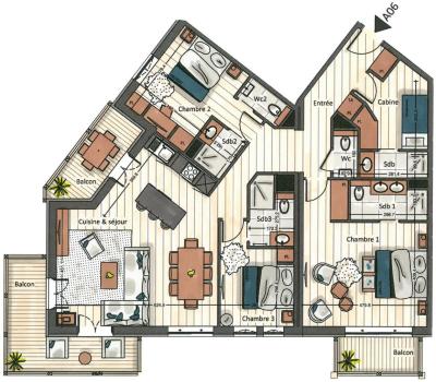 Soggiorno sugli sci Appartamento 4 stanze con cabina per 6-8 persone (Nirekha) - Manali Lodge - Courchevel - Mappa