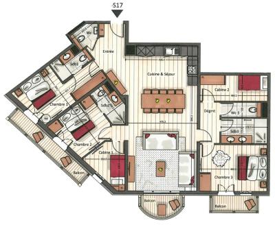 Location au ski Appartement 5 pièces 8-10 personnes (Punsum) - Manali Lodge - Courchevel - Plan