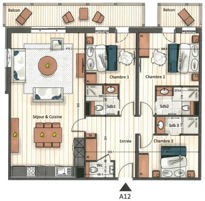 Soggiorno sugli sci Appartamento 4 stanze per 6 persone (Dablam) - Manali Lodge - Courchevel - Mappa