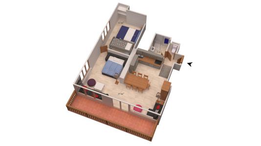 Rent in ski resort 2 room apartment 6 people (RE003B) - Résidence 1650 - Courchevel - Plan