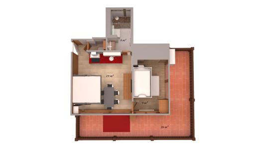 Rent in ski resort Studio cabin 6 people (RE009A) - Résidence 1650 - Courchevel - Plan