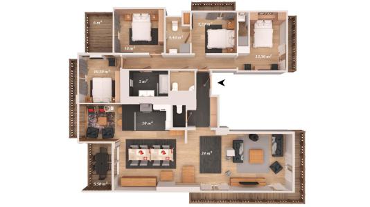 Rent in ski resort 5 room apartment 8 people (B31) - Résidence Aspen Lodge - Courchevel - Plan