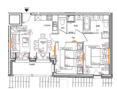 Skiverleih 3-Zimmer-Appartment für 4 Personen (130) - Résidence Carré Blanc - Courchevel - Plan