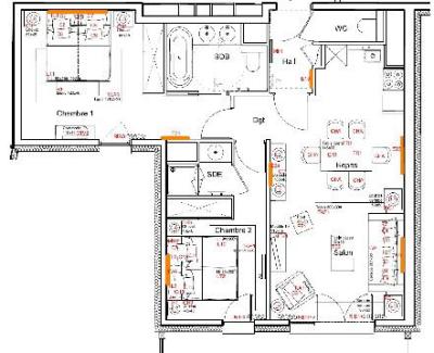 Alquiler al esquí Apartamento 3 piezas para 6 personas (235) - Résidence Carré Blanc - Courchevel - Plano