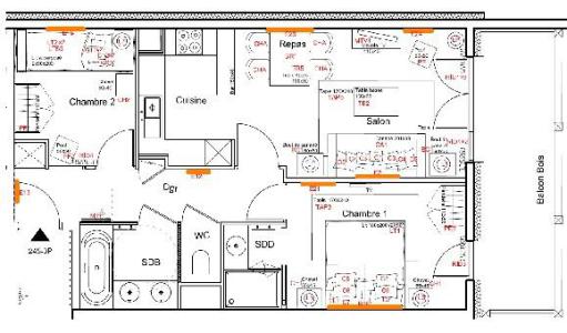 Rent in ski resort 2 room apartment cabin 6 people (245) - Résidence Carré Blanc - Courchevel - Plan