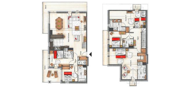 Location au ski Appartement 6 pièces duplex cabine 9-11 personnes (B13) - Whistler Lodge - Courchevel - Plan