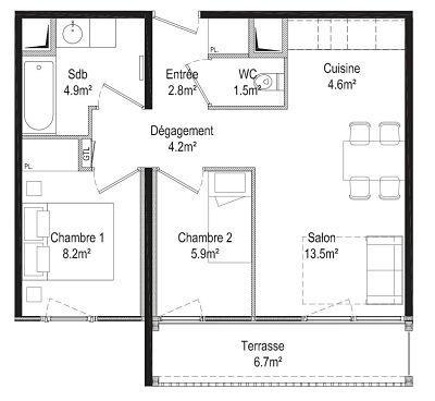 Skiverleih 3-Zimmer-Appartment für 6 Personen (11) - Résidence la Petite Ourse - Flaine - Plan