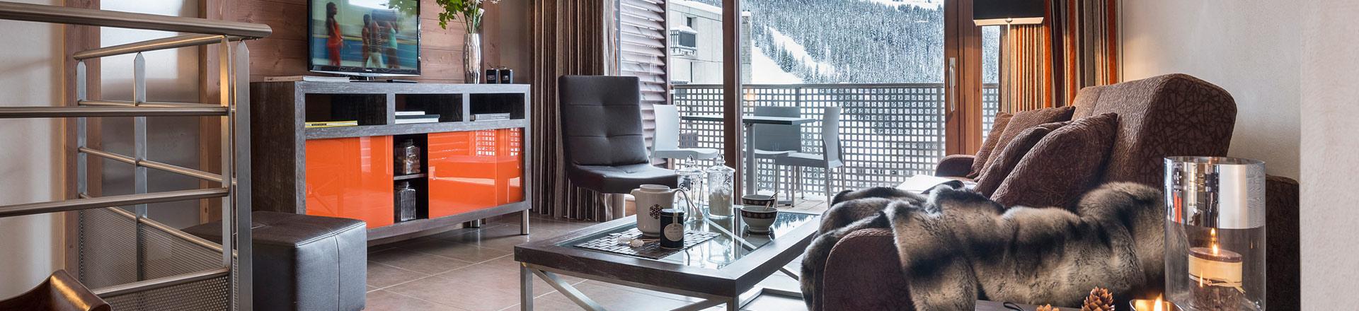 Skiverleih Résidence Boutique Le Centaure - Flaine - Kleines Wohnzimmer