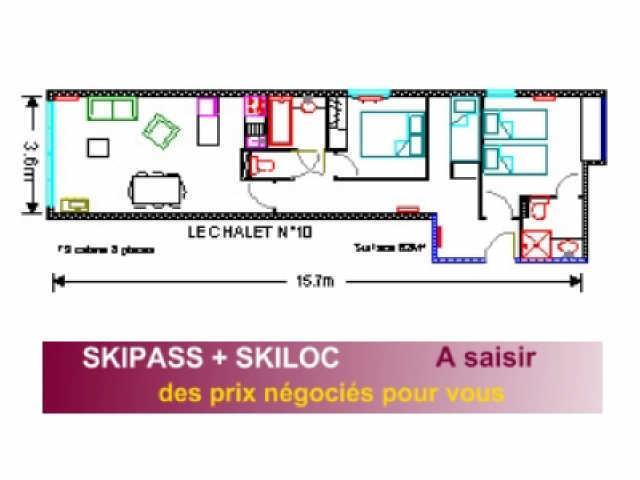 Аренда на лыжном курорте Апартаменты 3 комнат 8 чел. (10) - Résidence le Chalet - Gourette - план