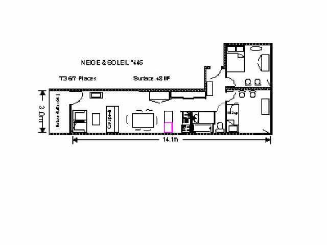 Wynajem na narty Apartament 3 pokojowy 6 osób (NS445) - Résidence Neige et Soleil - Gourette - Plan