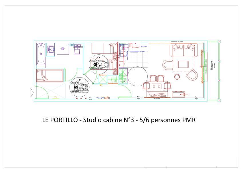 Rent in ski resort Studio sleeping corner 6 people (P03) - Résidence Portillo - Gourette - Plan