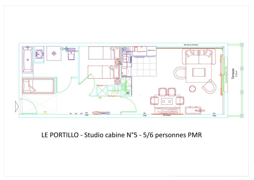 Wynajem na narty Studio z alkową 6 osób (P05) - Résidence Portillo - Gourette - Plan