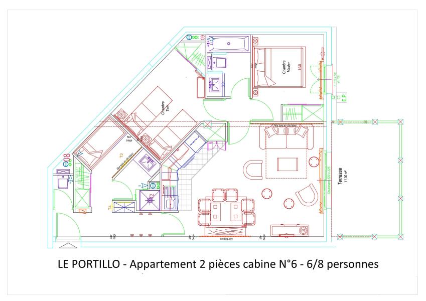 Alquiler al esquí Apartamento cabina 3 piezas para 8 personas (P06) - Résidence Portillo - Gourette