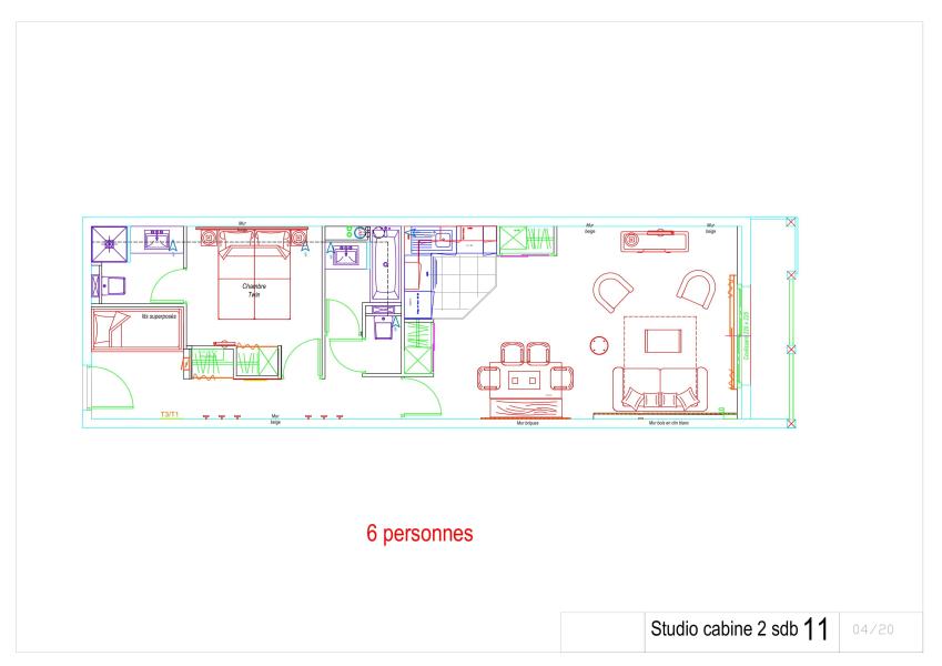 Alquiler al esquí Estudio -espacio montaña- para 6 personas (P11) - Résidence Portillo - Gourette - Plano