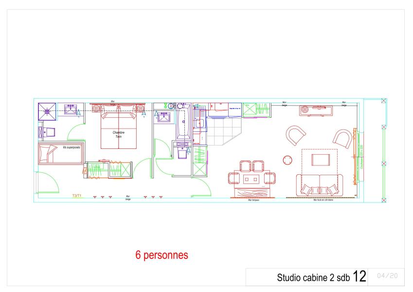 Rent in ski resort 2 room apartment sleeping corner 6 people (P12) - Résidence Portillo - Gourette