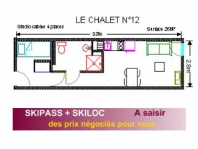 Аренда на лыжном курорте Квартира студия для 4 чел. (12) - Résidence le Chalet - Gourette - план