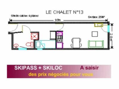 Аренда на лыжном курорте Квартира студия для 4 чел. (13) - Résidence le Chalet - Gourette - план