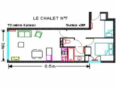 Аренда на лыжном курорте Апартаменты 2 комнат 6 чел. (7) - Résidence le Chalet - Gourette - план