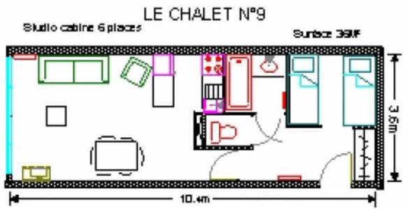 Rent in ski resort Studio 6 people (9) - Résidence le Chalet - Gourette - Plan