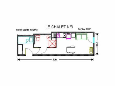 Rent in ski resort Studio 4 people (3) - Résidence le Chalet - Gourette - Plan