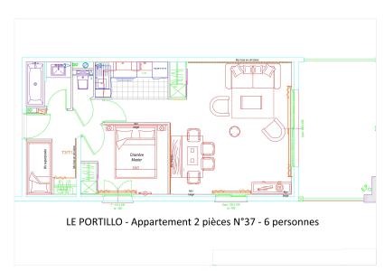 Аренда на лыжном курорте Апартаменты 2 комнат 6 чел. (P37) - Résidence Portillo - Gourette - план
