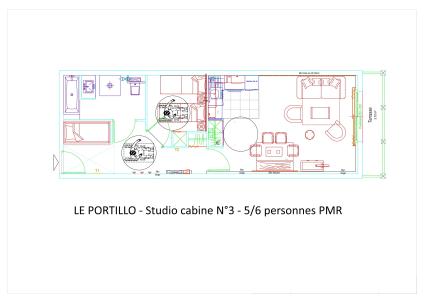 Skiverleih Studio Schlafnische 6 Personen (P03) - Résidence Portillo - Gourette - Plan